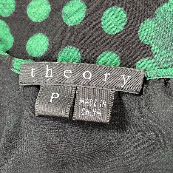 Theory 100% Silk Green Dot-Print Lined Camisole Top Spaghetti Straps Size P/XS - Picture 5 of 15